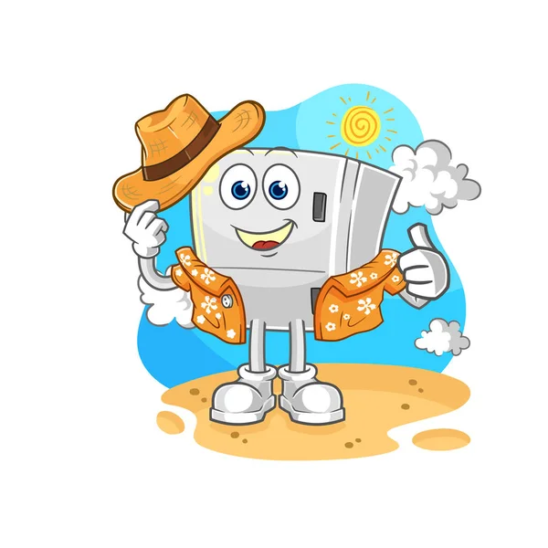 Fridge Vacation Cartoon Mascot Vecto — Stock Vector