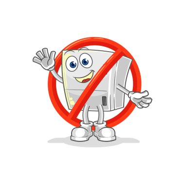 the say no to fridge mascot. cartoon vecto