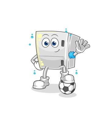 the fridge playing soccer illustration. character vecto
