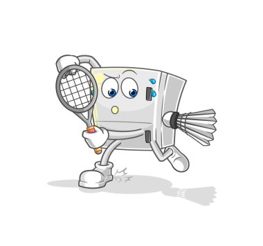 the fridge playing badminton illustration. character vecto