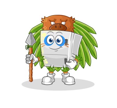 the fridge tribal man mascot. cartoon vecto
