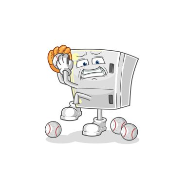 the fridge baseball pitcher cartoon. cartoon mascot vecto