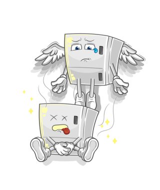 the fridge spirit leaves the body mascot. cartoon vecto