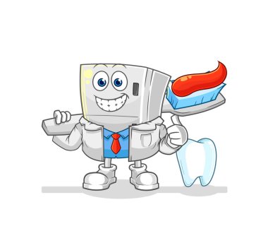 the fridge dentist illustration. character vecto