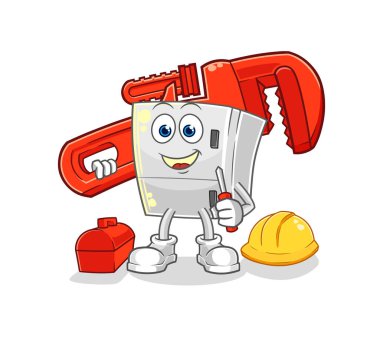the fridge plumber cartoon. cartoon mascot vecto