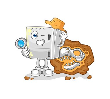the fridge archaeologists with fossils mascot. cartoon vecto