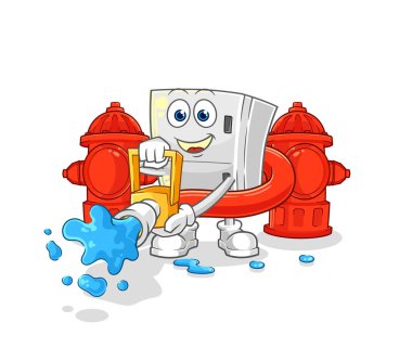 the fridge firefighter vector. cartoon characte