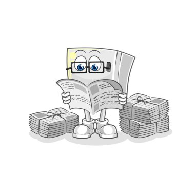 the fridge read newspaper cartoon. character vecto