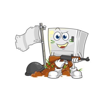 the fridge army character. cartoon mascot vecto