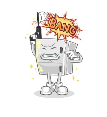 the fridge warning shot mascot. cartoon vecto