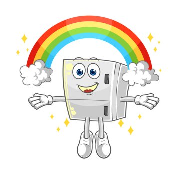 the fridge with a rainbow. cartoon vecto