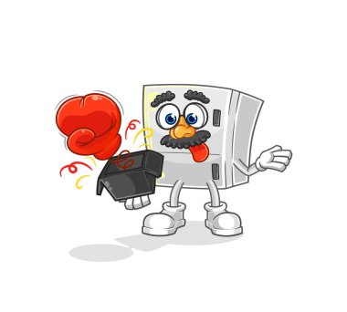 the fridge prank glove in the box. cartoon masco