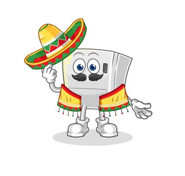 the fridge Mexican culture and flag. cartoon mascot vecto