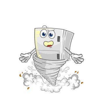 the fridge in the tornado cartoon character vecto