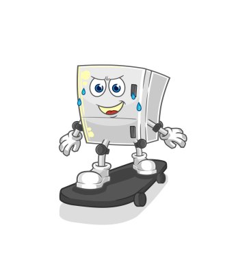 the fridge riding skateboard cartoon character vecto