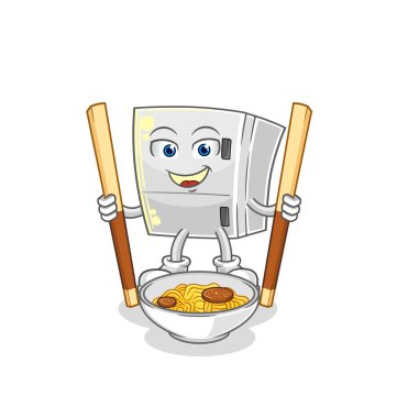 the fridge eat noodle cartoon. character mascot vecto