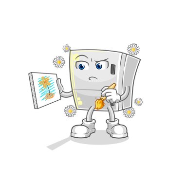 the fridge traditional painter cartoon character vecto