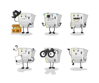 the fridge Pirate group character. cartoon mascot vecto