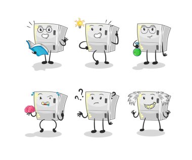 the fridge thinking group character. cartoon mascot vecto