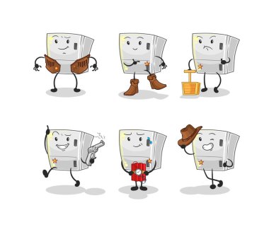 the fridge cowboy group character. cartoon mascot vecto