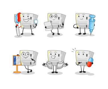 the fridge doctor group character. cartoon mascot vecto