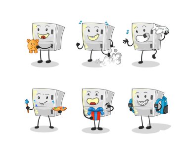 the fridge children group character. cartoon mascot vecto
