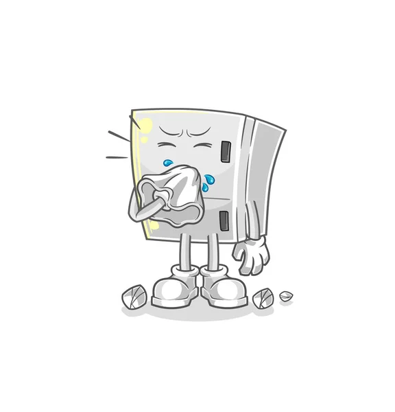 Fridge Blowing Nose Character Cartoon Mascot Vecto — Vettoriale Stock