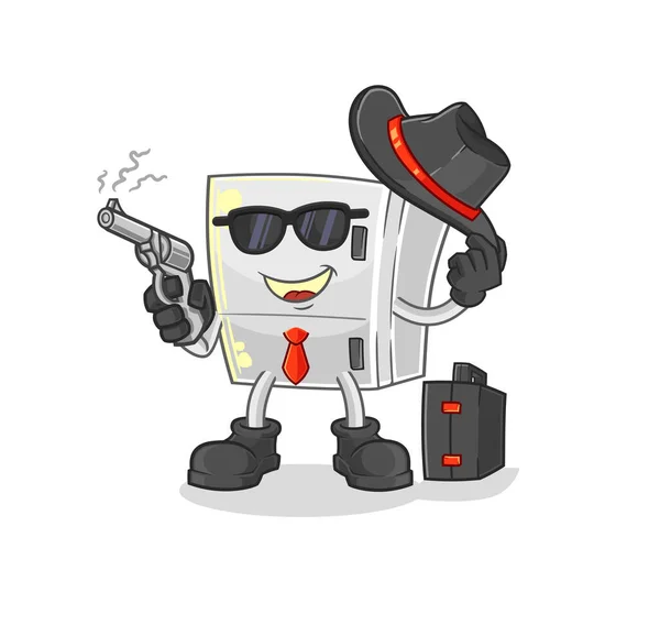 Fridge Mafia Gun Character Cartoon Mascot Vecto — Stockvector