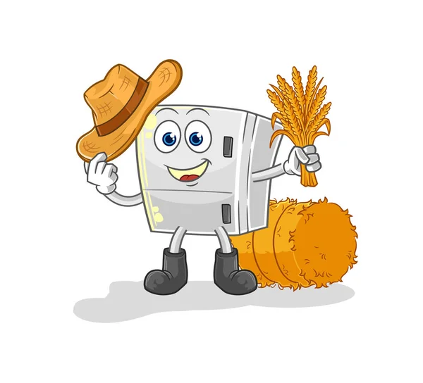 Fridge Farmer Mascot Cartoon Vecto — Stock Vector