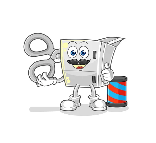 Fridge Barber Cartoon Cartoon Mascot Vecto — Stock Vector
