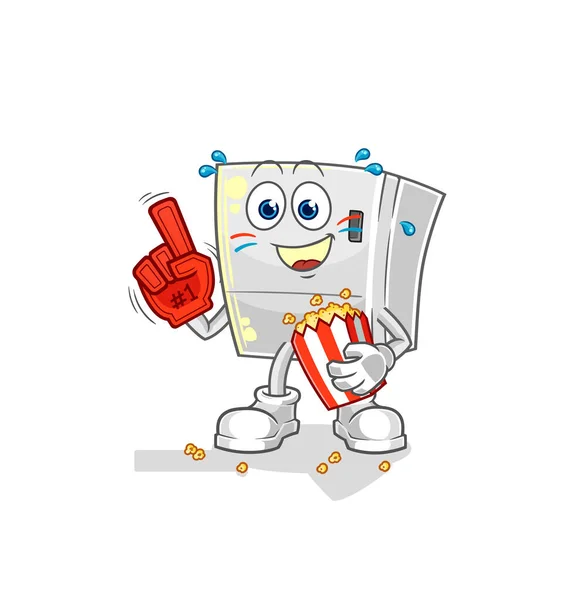 Der Kühlschrankventilator Mit Popcorn Illustration Zeichenvecto — Stockvektor