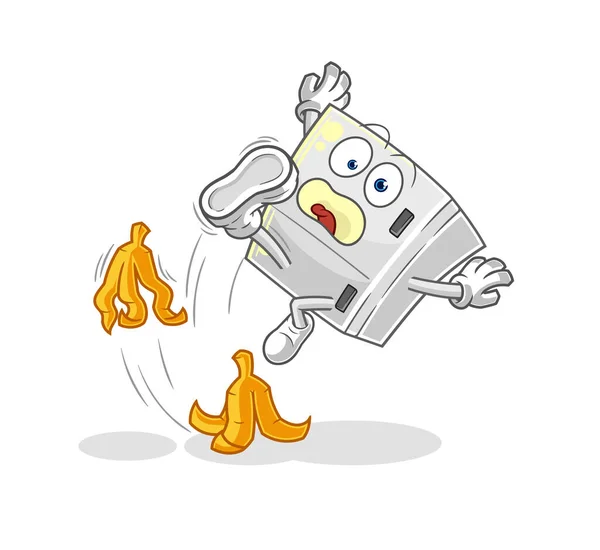 Fridge Slipped Banana Cartoon Mascot Vecto — Stock Vector