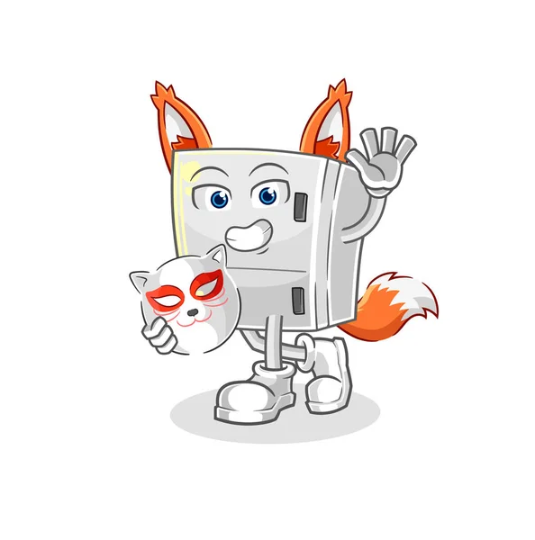 Fridge Japanese Fox Character Cartoon Masco — Stock Vector