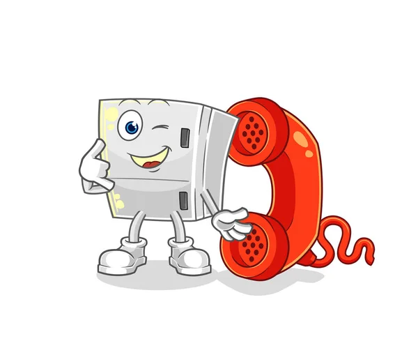 Fridge Call Mascot Cartoon Vecto — Stock Vector