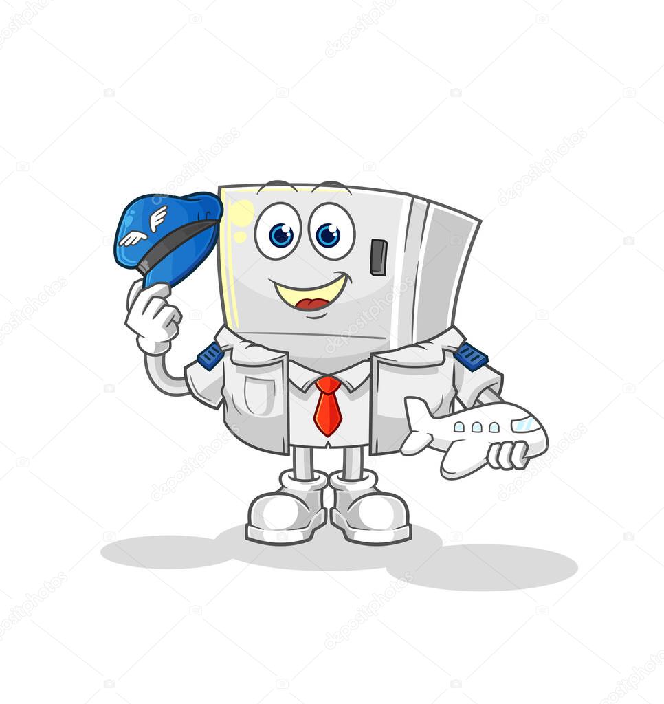 the fridge pilot mascot. cartoon vecto