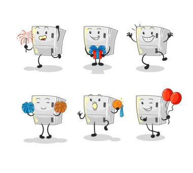 the fridge celebration set character. cartoon mascot vecto