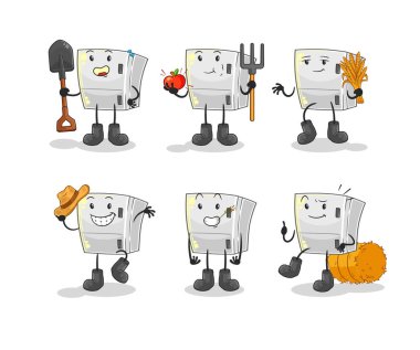 the fridge farmer group character. cartoon mascot vecto