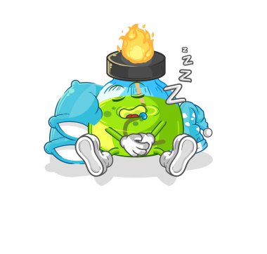 the laboratory spirit lamp sleeping character. cartoon mascot vecto
