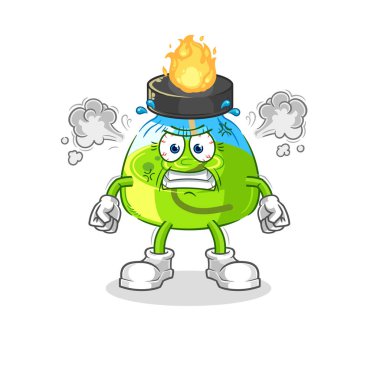 the laboratory spirit lamp very angry mascot. cartoon vecto