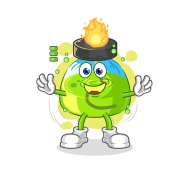 the laboratory spirit lamp full battery character. cartoon mascot vecto