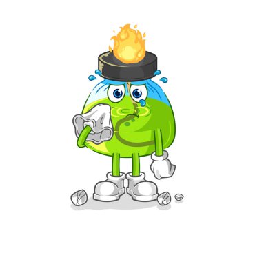 the laboratory spirit lamp cry with a tissue. cartoon mascot vecto