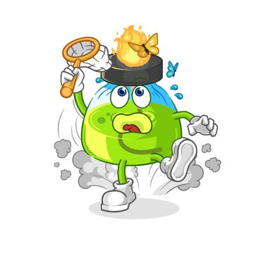 the laboratory spirit lamp catch butterfly illustration. character vecto