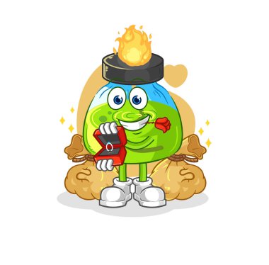 the laboratory spirit lamp propose with ring. cartoon mascot vecto