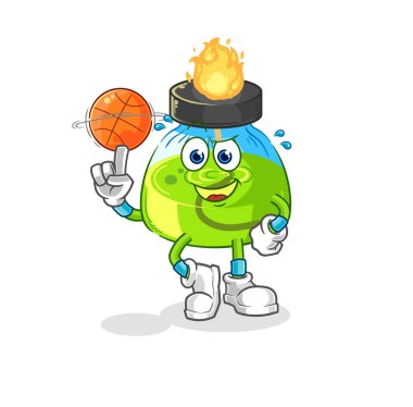 the laboratory spirit lamp playing basket ball mascot. cartoon vecto