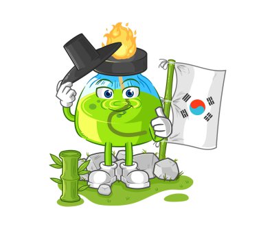 the laboratory spirit lamp korean character. cartoon mascot vecto