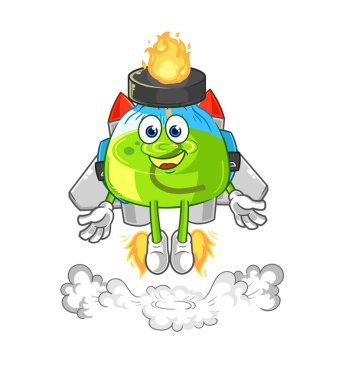 the laboratory spirit lamp with jetpack mascot. cartoon vecto