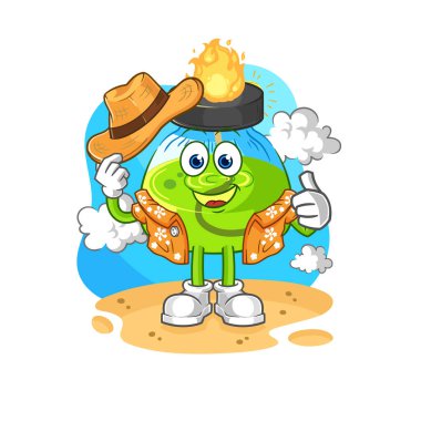 the laboratory spirit lamp go on vacation. cartoon mascot vecto