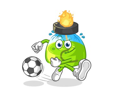 the laboratory spirit lamp kicking the ball cartoon. cartoon mascot vecto