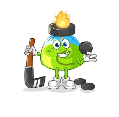 the laboratory spirit lamp playing hockey vector. cartoon characte