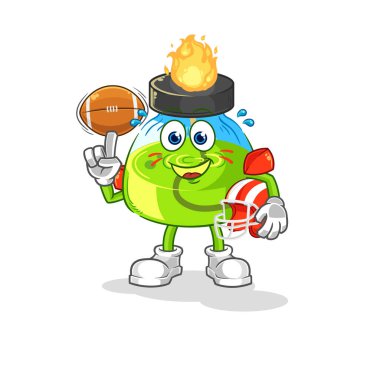 the laboratory spirit lamp playing rugby character. cartoon mascot vecto